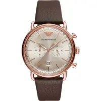 Giorgio Armani Klocka - - AR11106 - Kronograf - Brunt läder - 5 ATM vattentäthet