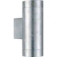 Nordlux Vägglampa utomhus Tin Maxi Double, dimbar, Aluminium / grå / zink, Metall, Modern, Utomhusvägglampa