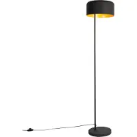 QAZQA Retro golvlampa svart med guldinredning - Jinte