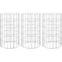 vidaXL Planteringsgabion 3 st upphöjd rund galvaniserat stål Ø30x50 cm