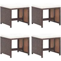 vidaXL 4x Trädgårdspallar med kuddar Uteplats fotpallar Terrass pallar Utomhus fotpallar Resin 316778