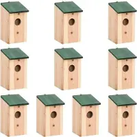 vidaXL Fågelholkar 10 st massivt granträ 12x12x22 cm