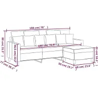 vidaXL 3-sitssoffa med fotpall rosa 180 cm sammet