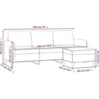 vidaXL 3-sitssoffa med fotpall Brun 180 cm tyg