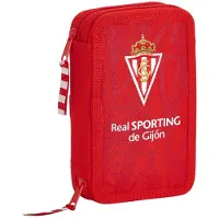 Safta Sporting Gijon Small Double Filled Pencil Case Röd Man