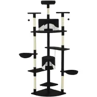 vidaXL Klösträd med sisalpelare 203 cm svart och vit