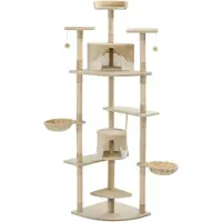 vidaXL Klösträd med sisalpelare 203 cm beige och vit