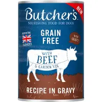 Butcher's Original recept i gravy, karma dla psa, kawałki z wołowiną w sosie, 6 x 400g
