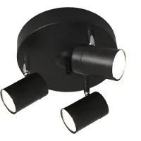 By Rydens Correct takspotlight 3-lampor svart matt Correct, dimbar, Svart, Vardagsrum / matsal, Metall, Modern, Halogen spots