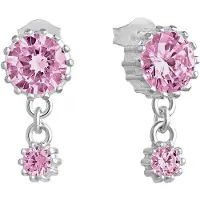 Lempikoru Bud drop örhängen pink med två stenar silver platinerat 33 077 06 000