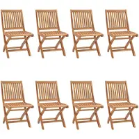 vidaXL Hopfällbara trädgårdsstolar 8 st massiv teak