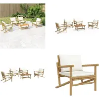 vidaXL Loungegrupp 5 delar gräddvita dynor bambu