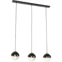 QAZQA Retro hänglampa svart med klart glas avlång 3-ljus - Eclipse