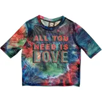 Ginza.se The Beatles: Ladies Crop Top/All You Need Is Love (Blue) (Mesh) (X-Small)