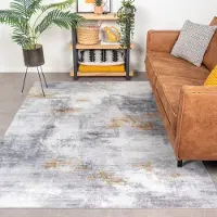 FRAAI Modern matta | Strong grå/gul hos Volero | 230x330 cm | Polyester | Abstrakt | Rektangulär | Plattvävd