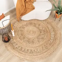 NATURL. Rund jutematta | Fair Rotting natur hos Volero | Ø 180 cm | Jute | Enfärgad | Rund | Plattvävd