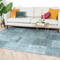FRAAI Patchwork matta | Estate Patchwork blågrön hos Volero | 115x170 cm | Bomull | Lappteknik | Rektangulär | Plattvävd