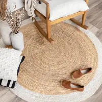 NATURL. Rund jutematta | Fair natur/vit hos Volero | Ø 100 cm | Jute | Enfärgad | Rund | Plattvävd