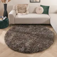 Studio Clarice Rund shaggy matta | Grace grå hos Volero | Ø 160 cm | Polyester | Blandat | Rund | Hög lugg