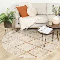 FRAAI Rund fluffig matta | Blend Lines terrakotta hos Volero | Ø 100 cm | Polypropen | Romb | Rund | Hög lugg