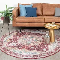 FRAAI Rund vintage matta | Azara röd hos Volero | Ø 160 cm | Polyester | Medaljong | Rund | Plattvävd