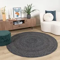 NATURL. Rund ullmatta | Wise antracit hos Volero | Ø 150 cm | Natur | Enfärgad | Rund | Plattvävd