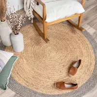NATURL. Rund jutematta | Fair natur/grå hos Volero | Ø 140 cm | Jute | Enfärgad | Rund | Plattvävd