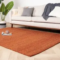Studio Clarice Ullmatta | Brilliant terrakotta hos Volero | 200x300 cm | Ull | Enfärgad | Rektangulär | Plattvävd