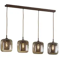 Schuller Valencia Glas pendellampa Fox, dimbar, Brun / rost, Vardagsrum / matsal, Metall, Pendellampa