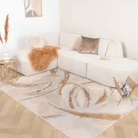 FRAAI Marmormönstrad matta | Leonore Cotto gräddvit/brun | 280x380 cm | Polyester | Asymmetrisk | Rektangulär | Låg lugg