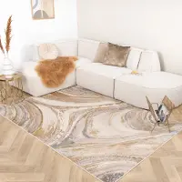 FRAAI Marmormönstrad matta | Leonore Noce gräddvit/brun | 280x380 cm | Polyester | Asymmetrisk | Rektangulär | Låg lugg