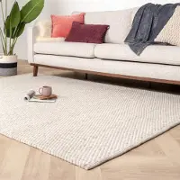 Studio Clarice Ullmatta | Brilliant gräddvit/vit hos Volero | 160x240 cm | Ull | Enfärgad | Rektangulär | Plattvävd
