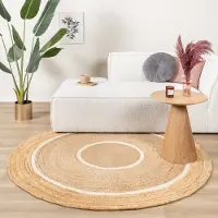 FRAAI Rund jutematta | Mirai Circle vit/natur hos Volero | Ø 120 cm | Jute | Med kant | Rund | Plattvävd