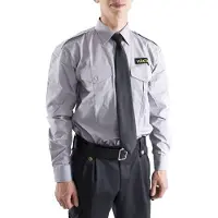 Robust Safety-Sec Väktare Uniformsskjorta - Lång Ärm (Färg: Grå, Storlek: Small)