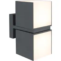Lutec CUBA, Väggbelysning för utomhusbruk, Grå, Gjuten aluminium, Polykarbonat, IP54, Fasad, I