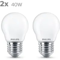 Philips 2-pack LED E27 P45 Klot 40W Frost 470lm