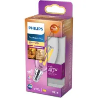 Philips - LED-glödlampa med filament - form: BA35 - klar finish - E14 - 3.4 W (motsvarande 40 W) - klass D - varmt vitt ljus - 2200-2700 K