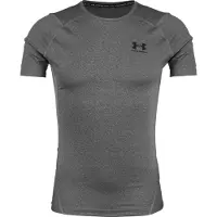Under Armour Herrarnas HeatGear Compression Kortärmad T-shirt, Carbon Heather (090)/Svart, X-Large