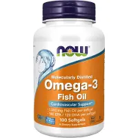 Now Omega-3 molekylärt destillerad - 100 mjuka gelkapslar, ren fiskolja för hjärt- och hjärnhälsa (EPA och DHA)