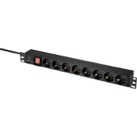 Renkforce RF-4604248 19 tum Nätverksskåp-förgreningsdosa 1 U Jordat uttag med switch Svart
