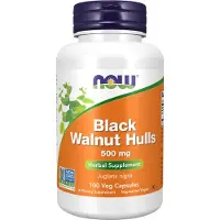 Now , Svarta Valnöt Hulls, 500 mg, 100 Veg Capsules