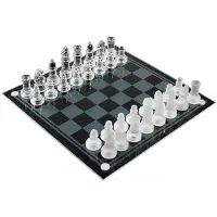 24hShop Transparent schackbräde med eleganta glaspjäser