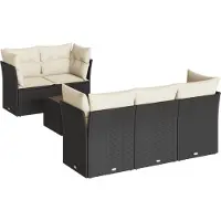 vidaXL Loungegrupp med dynor 6 delar svart konstrotting