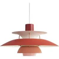 Louis Poulsen Design pendellampa PH 5 300, dimbar, Röd, Vardagsrum / matsal, Aluminium / grå / zink, Design, Pendellampa