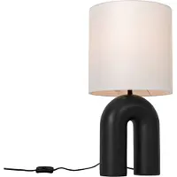 QAZQA Design bordslampa svart med vit linneskärm - Lotti
