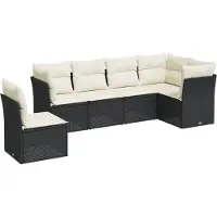 vidaXL Loungegrupp med dynor 6 delar svart konstrotting