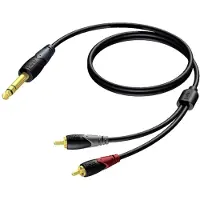 Procab CLA719/1.5, 6,35mm, Hankoppling, 2 x RCA, Hankoppling, 1,5 m, Svart, Grå, Röd