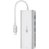 Goobay 76788, USB Type-C, 10,100,1000 Mbit/s, Silver, SD, 4K Ultra HD, 30 hz
