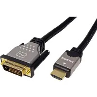 Roline DVI Anslutningskabel DVI-D 18+1-polig Kontakt, HDMI-A-kontakt 2.00 m Flerfärgad 11.04.5871 Skärmad DVI-kabel