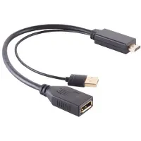 Value 12.99.3146 DisplayPort / HDMI / USB Adapter [2x HDMI hane, USB-A kontakt - 1x DisplayPort hona] Svart 4K UHD 0.3 m